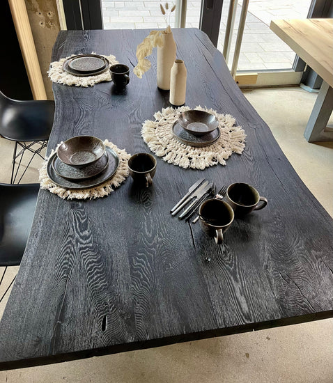 Tischplatte Eiche schwarz gebeizt nach Maß
